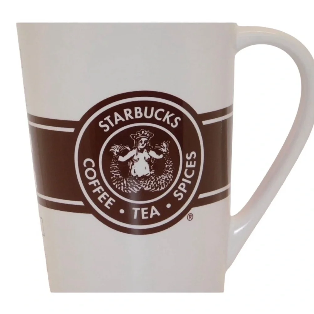Vintage Starbucks coffee tea‎ spices Siren Mermaid logo 16 oz Logo white & brown